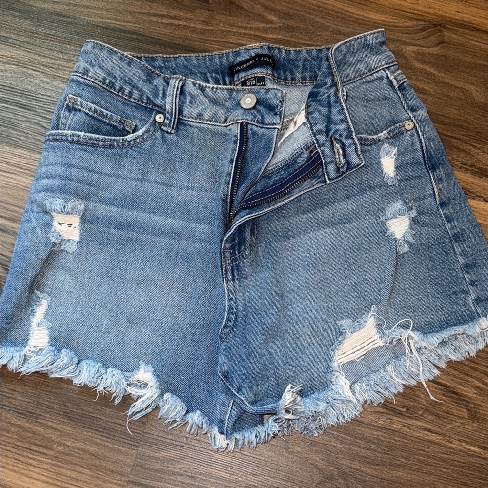 Distressed Denim Shorts